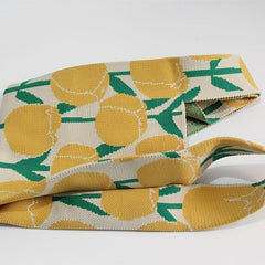 Floral Pattern Knitted Casual Handbag Large Capacity Portable Versatile Tote Bag