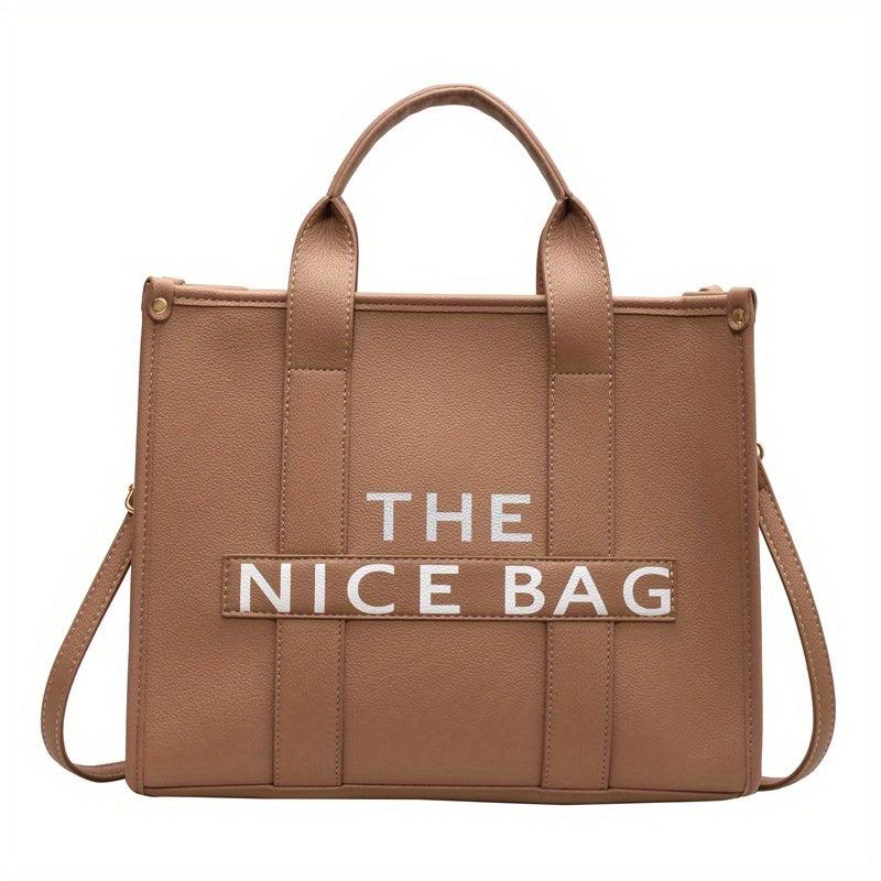 Letter Print Crossbody Bag Top Handle Satchel Purse