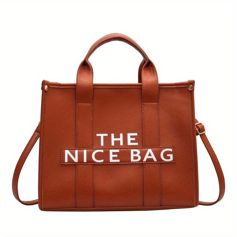 Letter Print Crossbody Bag Top Handle Satchel Purse