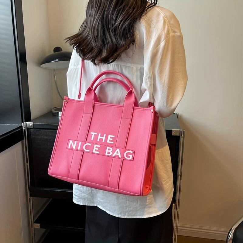 Letter Print Crossbody Bag Top Handle Satchel Purse