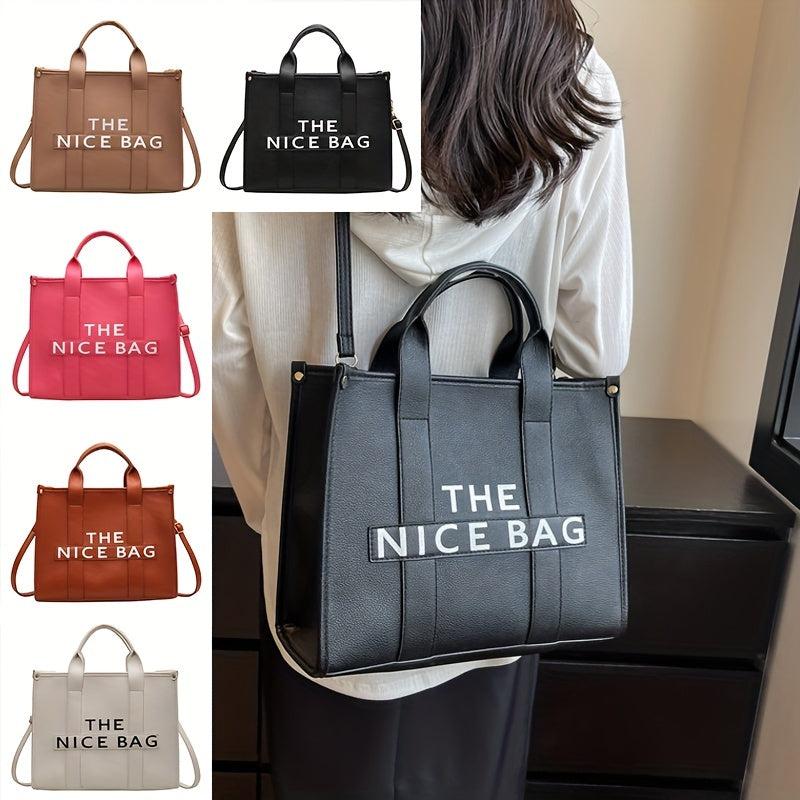 Letter Print Crossbody Bag Top Handle Satchel Purse