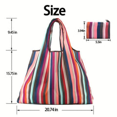 Leaf Print Nylon Tote Bag Reusable Grocery Shopping Bag