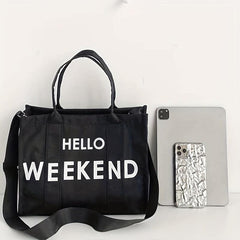 Large Capacity Letter Print Tote Bag Nylon Handbag