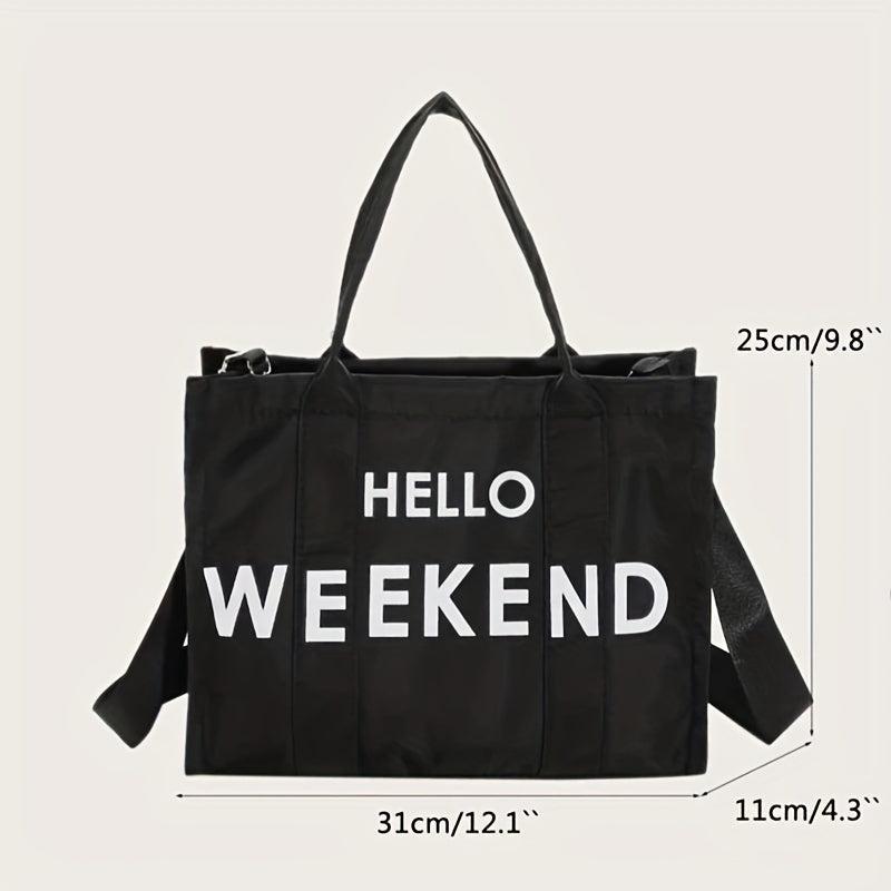 Large Capacity Letter Print Tote Bag Nylon Handbag