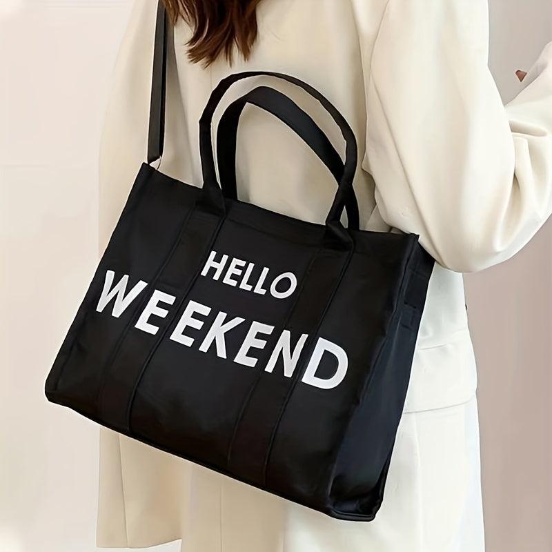 Large Capacity Letter Print Tote Bag Nylon Handbag