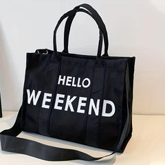 Large Capacity Letter Print Tote Bag Nylon Handbag