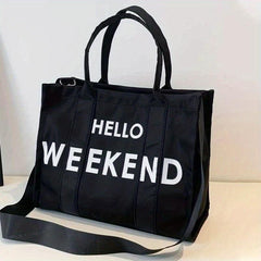 Large Capacity Letter Print Tote Bag Nylon Handbag