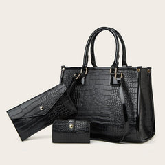 Crocodile Pattern Tote Bag Faux Leather Shoulder Bag Sets