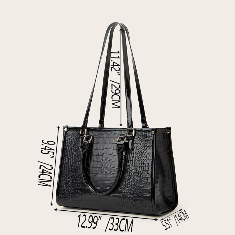 Crocodile Pattern Tote Bag Faux Leather Shoulder Bag Sets