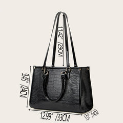 Crocodile Pattern Tote Bag Faux Leather Shoulder Bag Sets