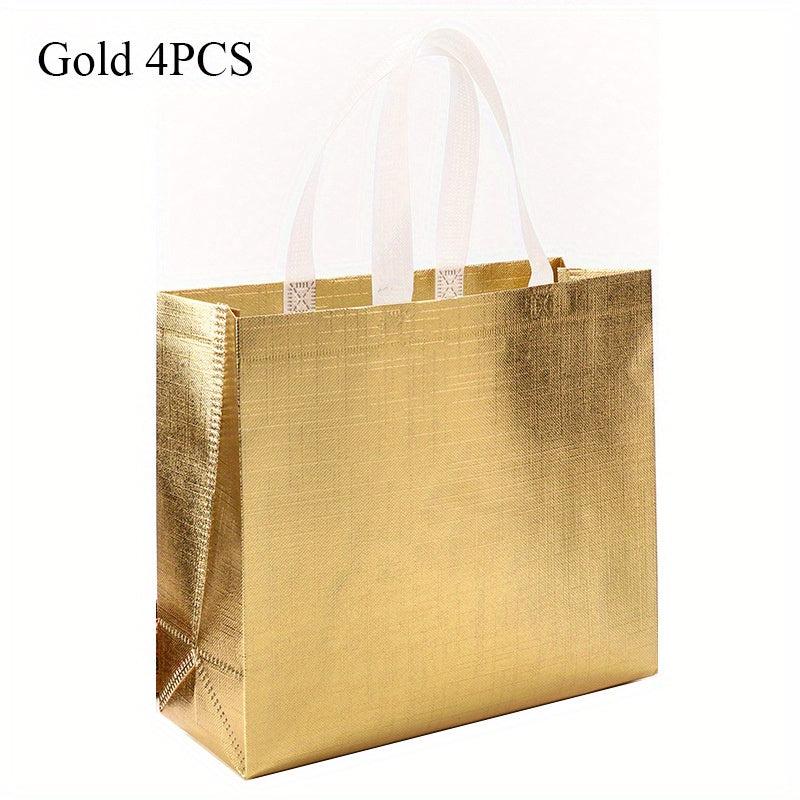 4 PCS Glitter Reusable Gift Bags with Handles for Birthday Party