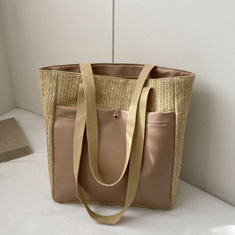 Straw Woven Summer Tote Bag Large Capacity Beach Shoulder Bag