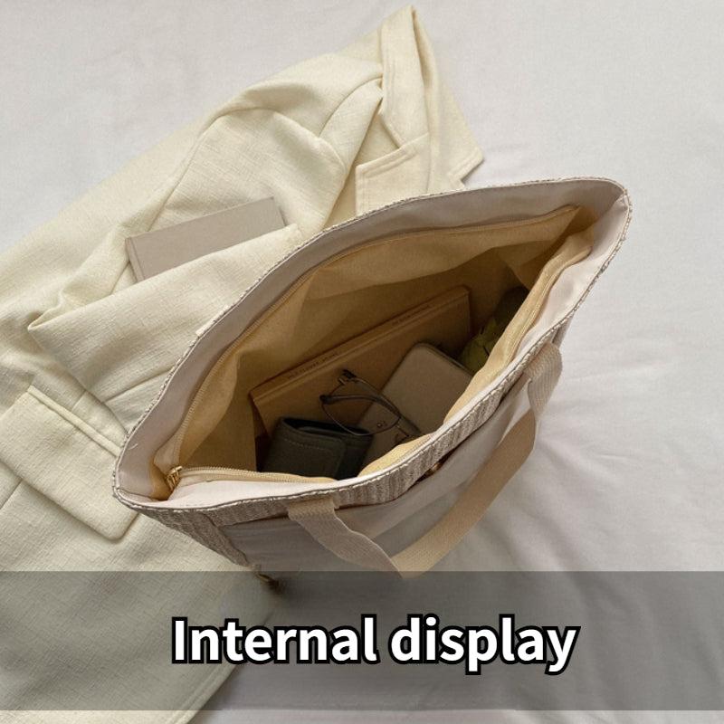 Straw Woven Summer Tote Bag Large Capacity Beach Shoulder Bag
