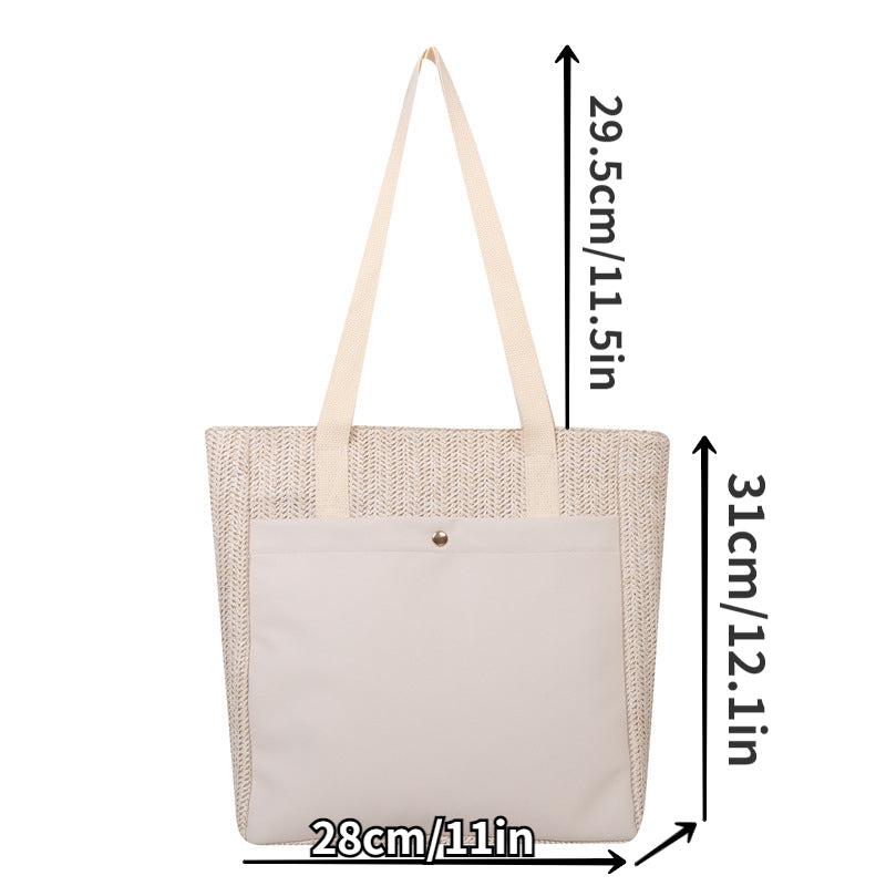 Straw Woven Summer Tote Bag Large Capacity Beach Shoulder Bag
