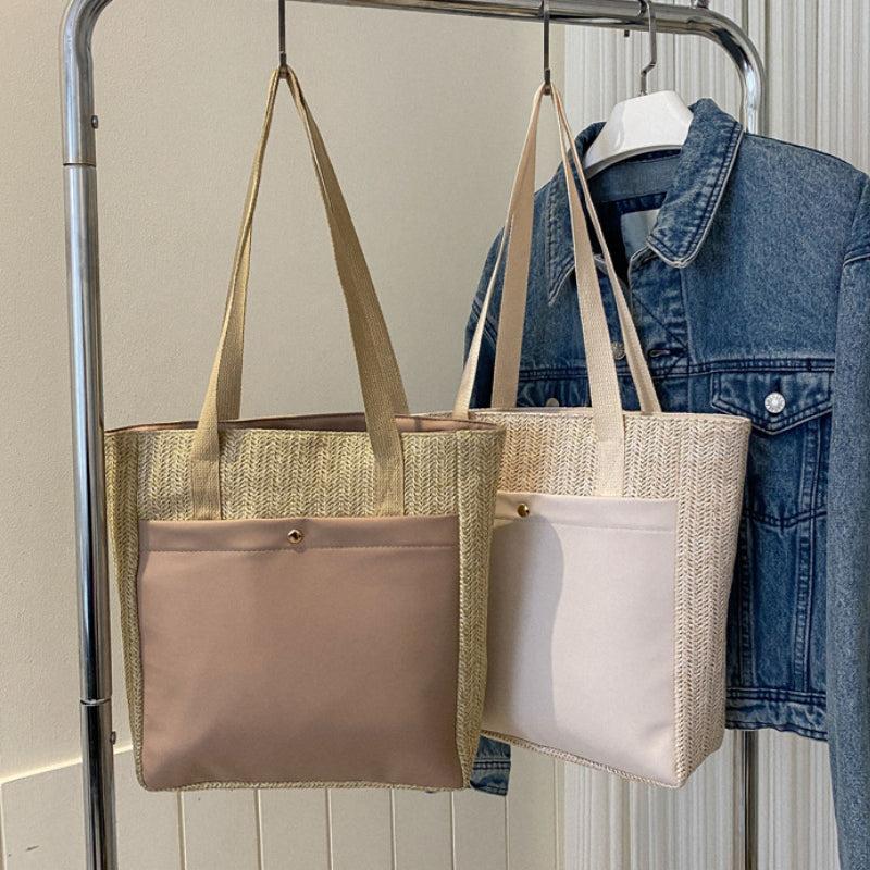 Straw Woven Summer Tote Bag Large Capacity Beach Shoulder Bag