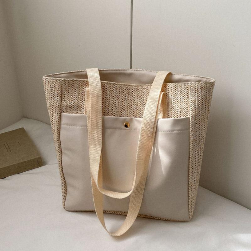 Straw Woven Summer Tote Bag Large Capacity Beach Shoulder Bag