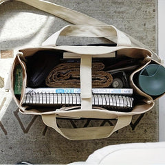 Contrast Canvas Tote Bag Large Capacity Crossbody Bag Pockets