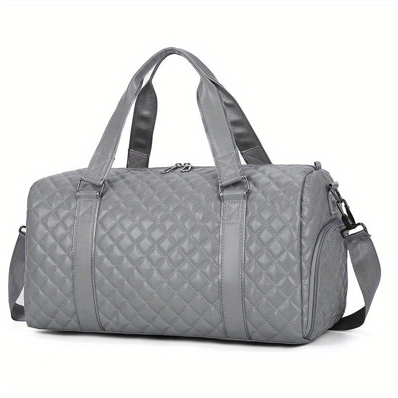Quilted Detail Sports Handbag Storage Bag Solid Duffle Bag