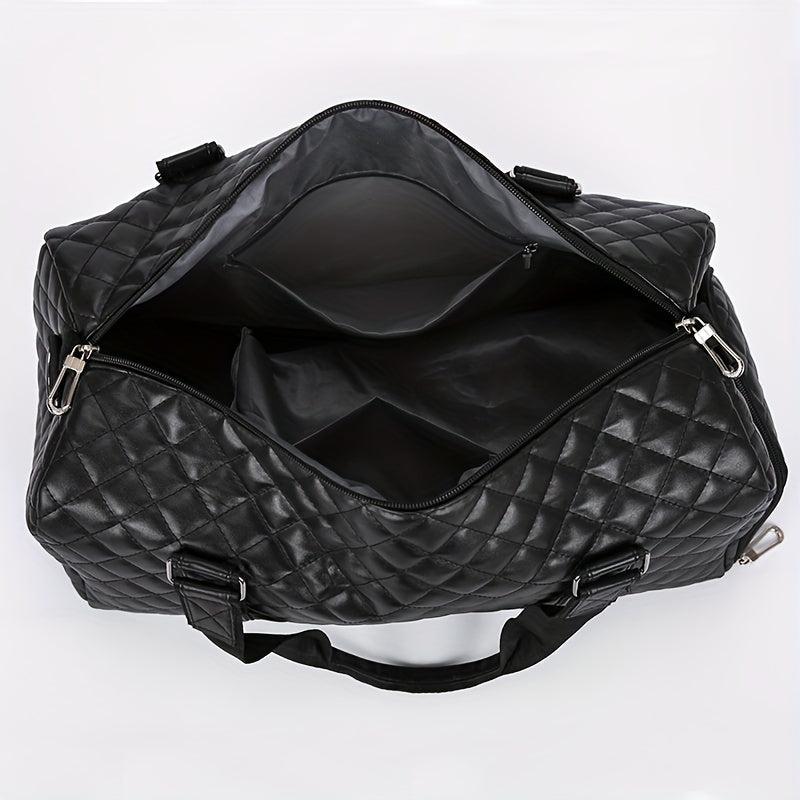 Quilted Detail Sports Handbag Storage Bag Solid Duffle Bag
