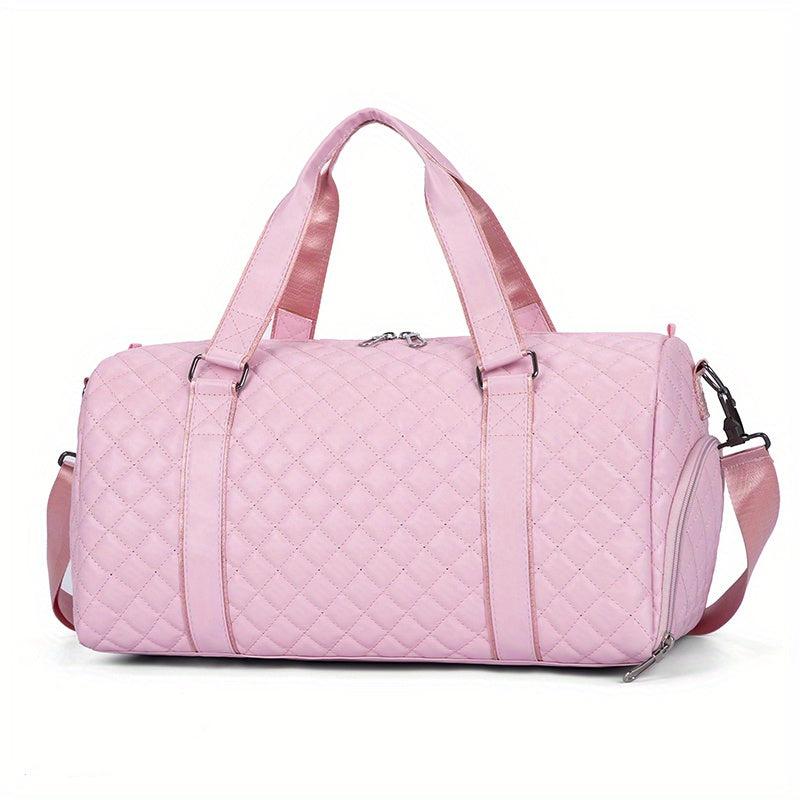 Quilted Detail Sports Handbag Storage Bag Solid Duffle Bag