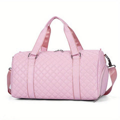 Quilted Detail Sports Handbag Storage Bag Solid Duffle Bag