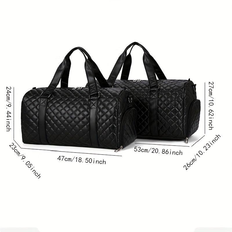 Quilted Detail Sports Handbag Storage Bag Solid Duffle Bag