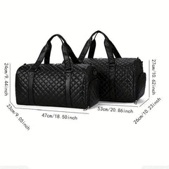 Quilted Detail Sports Handbag Storage Bag Solid Duffle Bag
