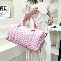 Quilted Detail Sports Handbag Storage Bag Solid Duffle Bag
