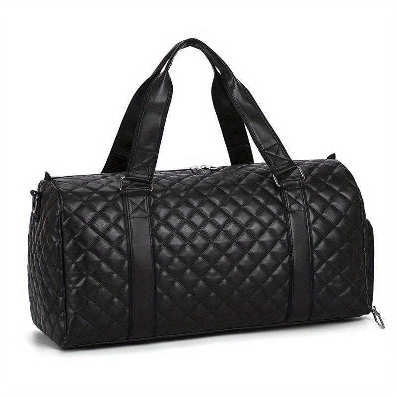 Quilted Detail Sports Handbag Storage Bag Solid Duffle Bag