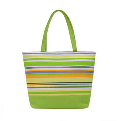 Striped Canvas Shoulder Bag Casual Shopping Tote Bag for Women
