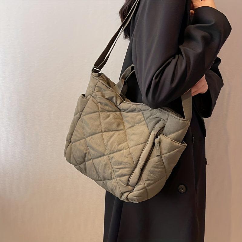 Large Quilted Tote Bag Solid Hobo Crossbody Women's Handbag