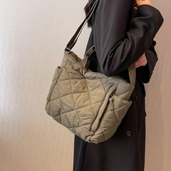 Large Quilted Tote Bag Solid Hobo Crossbody Women's Handbag