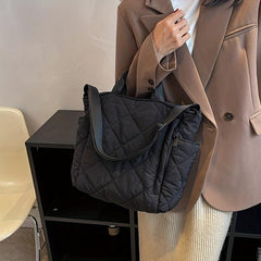 Large Quilted Tote Bag Solid Hobo Crossbody Women's Handbag