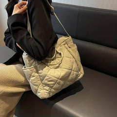 Large Quilted Tote Bag Solid Hobo Crossbody Women's Handbag