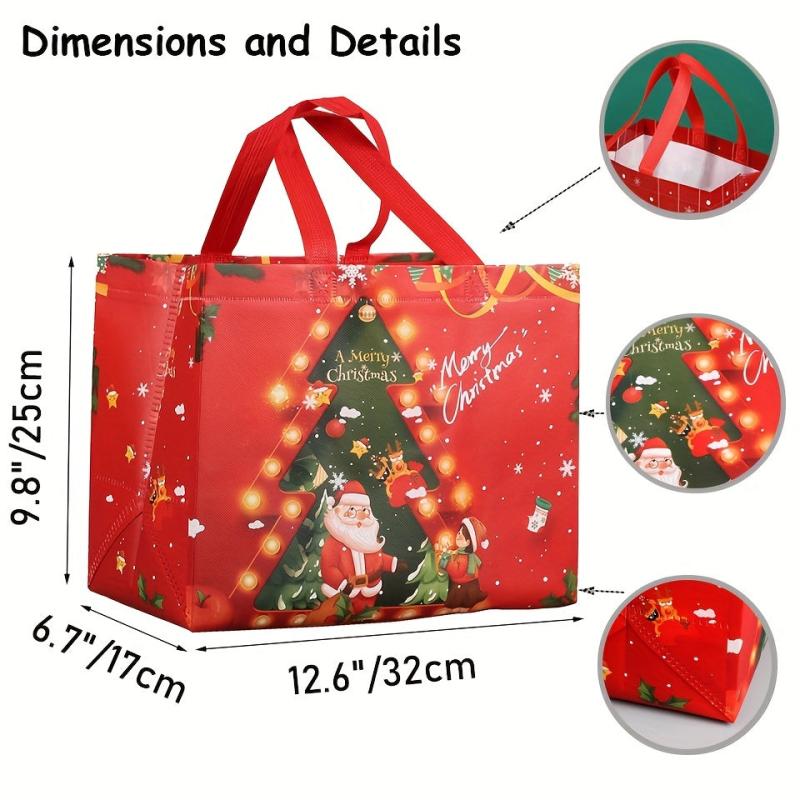 4 PCS Large Christmas Gift Bags Tote Non Woven Multifunctional Bags