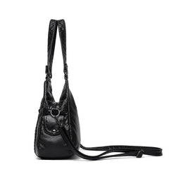 Vintage Faux Leather Hobo Bag With Pockets Women's Handbag