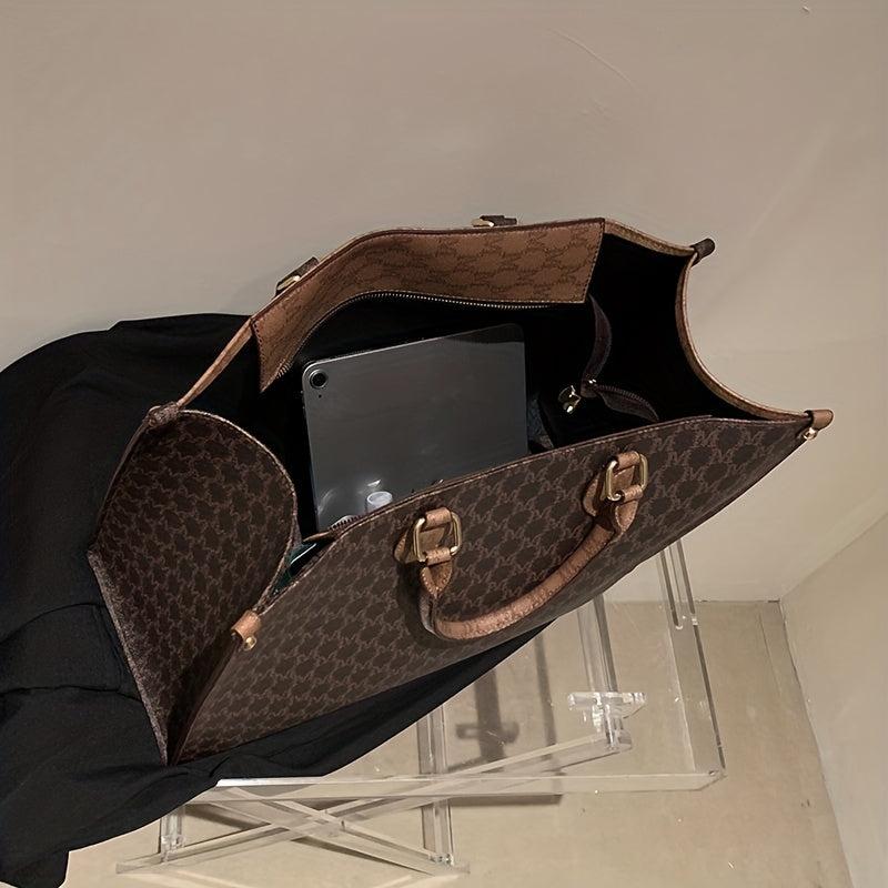 Vintage Geometric Pattern Tote Bag Classic Satchel Shoulder Bag