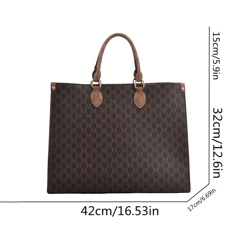Vintage Geometric Pattern Tote Bag Classic Satchel Shoulder Bag