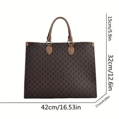 Vintage Geometric Pattern Tote Bag Classic Satchel Shoulder Bag