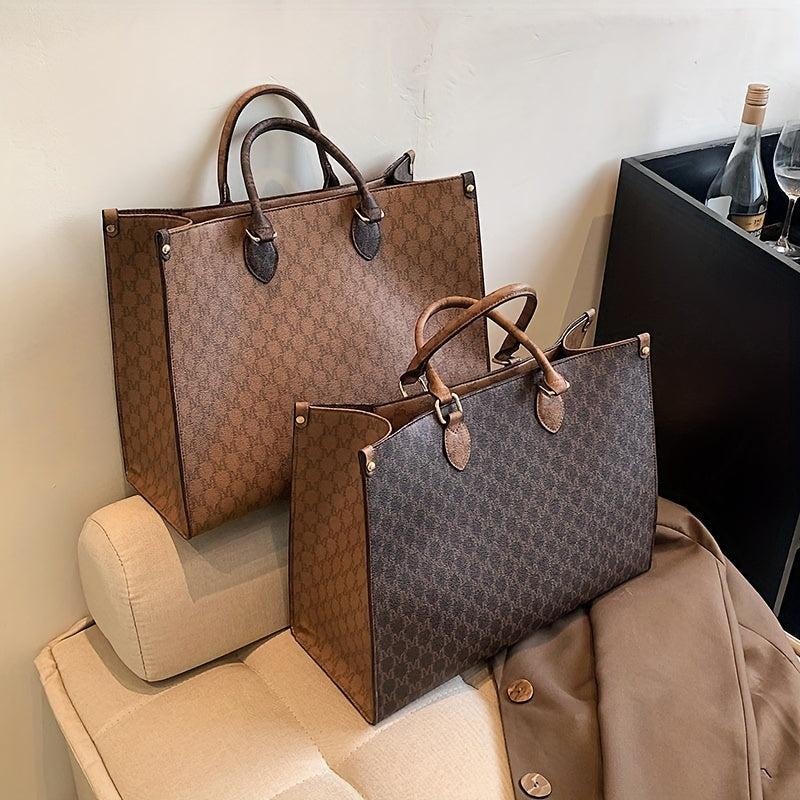 Vintage Geometric Pattern Tote Bag Classic Satchel Shoulder Bag