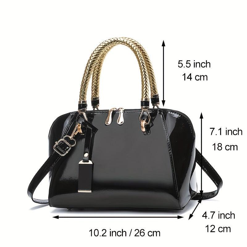 Glossy Crossbody Bag Work Purse Patent Leather Handbag Women