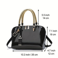 Glossy Crossbody Bag Work Purse Patent Leather Handbag Women