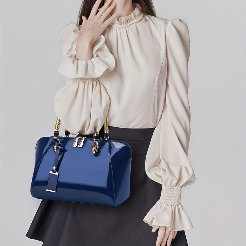 Glossy Crossbody Bag Work Purse Patent Leather Handbag Women