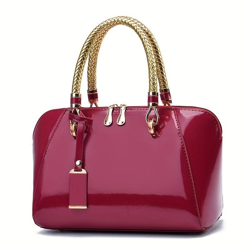 Glossy Crossbody Bag Work Purse Patent Leather Handbag Women