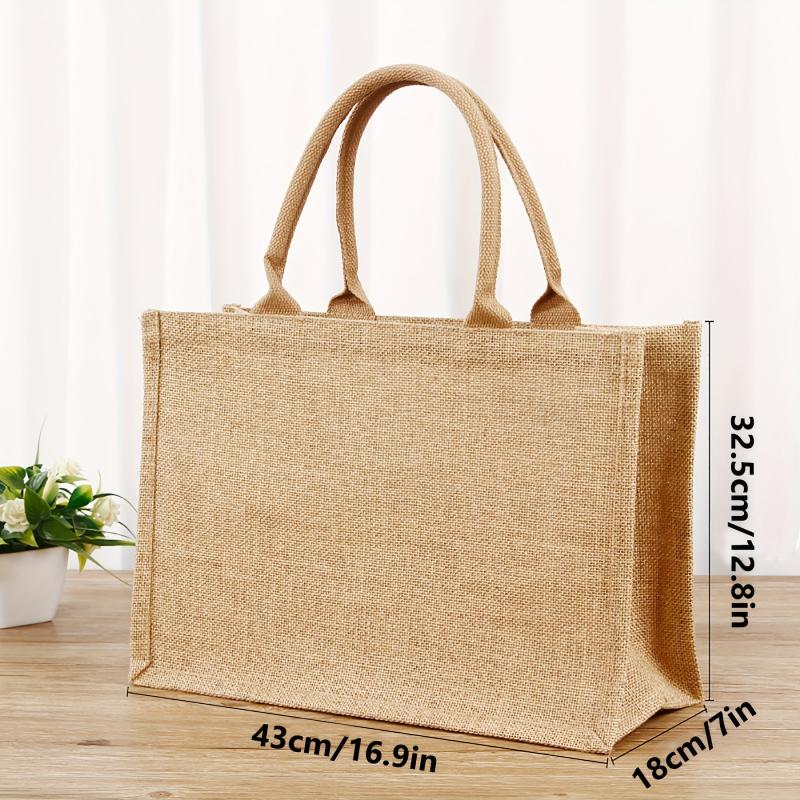 Large Capacity Linen Tote Bag Reusable Grocery Shopping Bag Eco friendly
