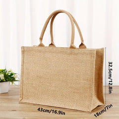Large Capacity Linen Tote Bag Reusable Grocery Shopping Bag Eco friendly