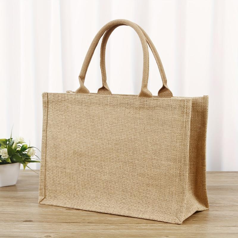 Large Capacity Linen Tote Bag Reusable Grocery Shopping Bag Eco friendly