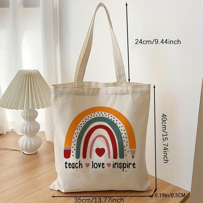 Colorful Pattern Canvas Shoulder Bag Lightweight Shopper Bag