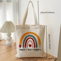 Colorful Pattern Canvas Shoulder Bag Lightweight Shopper Bag