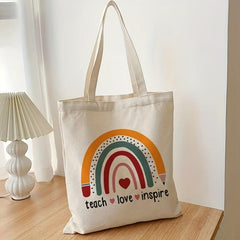 Colorful Pattern Canvas Shoulder Bag Lightweight Shopper Bag